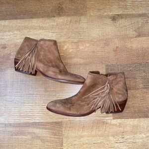 Sam Edelman Brown Tan Suede Fringe Ankle Boots